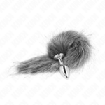 KINK - PLUG ANALE TAGLIA S 7 X 3 CM CON CODA SINTETICA 40 CM GRIGIO - immagine 2