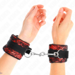 KINK - POLSO CORTO IN PIZZO DI VELLUTO E FASCIA IN NYLON ROSSO / NERO 23 X 6,5 CM - immagine 4