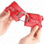 KINK - POLSO FISSO CON ANELLO E BORCHIE REGOLABILE ROSSO 17-22 CM X 6,5 CM - immagine 3
