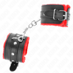 KINK - RESISTENZA DA POLSO PREMIUM FODERATA IN PELLICCIA ROSSO CON CINTURA NERA REGOLABILE 17-29 CM X 6 CM - immagine 2