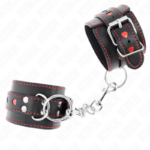 KINK - POLSO NERO CON INTARSIO CUORE ROSSO REGOLABILE 21-28 CM X 5,5 CM - immagine 2