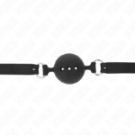 KINK - BAVAGLIO IN SILICONE INTERO 55 x 2 CM CON SFERA DA 4,5 CM MISURA M NERO REGOLABILE 35-51 CM - immagine 4