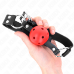 KINK - PALLA TRASPIRANTE BAVAGLIO 4 CM CON DOPPIO RIVETTO ROSSO 62,5 x 2,5 CM REGOLABILE 42-58 CM - immagine 4
