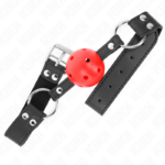 KINK - BAVAGLIO SFERA TRASPIRANTE 4 CM CON DOPPIO RIVETTO IN CUOIO 62,5 x 2,5 CM REGOLABILE 42-58 CM - immagine 2