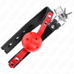 KINK - PALLA DURA CAVA ROSSA 4 CM GAG NERO CINTURINO 60 x 2 CM REGOLABILE 37-52 CM - immagine 4