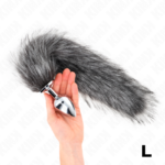 KINK - PLUG ANALE MISURA L 10 X 4 CM CON CODA SINTETICA 40 CM GRIGIO - immagine 4