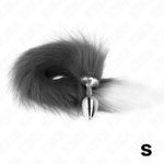 KINK - PLUG ANALE TAGLIA S 7 X 3 CM CON CODA SINTETICA 40 CM GRIGIO E BIANCO - immagine 2