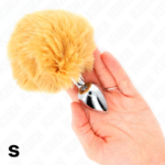 KINK - SPINA IN ACCIAIO INOSSIDABILE 7 x 3 CM CON CODA DI CONIGLIO IN ECOPELLICCIA BEIGE 8 CM - immagine 2