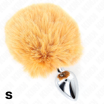 KINK - SPINA IN ACCIAIO INOSSIDABILE 7 x 3 CM CON CODA DI CONIGLIO IN ECOPELLICCIA BEIGE 8 CM - immagine 4