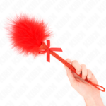 KINK - BACCHETTA IN CORDA DI NYLON CON PIUME TICKLE E FIOCCO ROSSO 25 CM - immagine 2