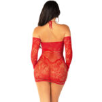 LEG AVENUE - ABITO MINI A RETE CON MANICHE LUNGHE E SPALLE SCOPERTE ROSSO - immagine 4