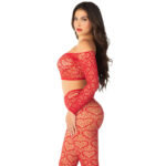 LEG AVENUE - CROP TOP + CALZE ROSSO TAGLIA UNICA - immagine 3