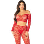 LEG AVENUE - CROP TOP + CALZE ROSSO TAGLIA UNICA - immagine 2