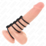 KINK - 5 ANELLI PER PENE IN SILICONE DA 3,8 CM A 4,8 CM COLLEGATI DA PELLE - immagine 2