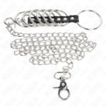 KINK - 7 ANELLI PER PENE IN METALLO DA 3,8 CM A 5 CM COLLEGATI CON PELLE E CATENA IN METALLO 100 CM - immagine 3