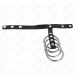 KINK - 4 ANELLI PER PENE IN METALLO DA 3,8 CM COLLEGATI CON CINTURINO IN PELLE DA 22 X 1,5 CM E CHIUSURA A PRESSIONE - immagine 3