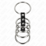 KINK - 5 ANELLI PER PENE DA 3,7 CM A 5 CM METALLO COLLEGATI DA PELLE - immagine 3