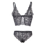 SUBBLIME - 953911 CAMICIA DA NOTTE IN SETA E PIZZO + SLIP NERO S/M - immagine 7