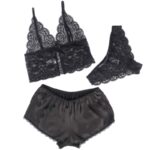 SUBBLIME - 953928 CAMICIA DA NOTTE IN SETA E PIZZO + SLIP NERO L/XL - immagine 3