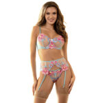 SUBBLIME - 954109 REGGISENO + SLIP CON CINTURA REGGISENO FLOREALE BLU S/M