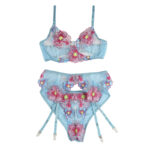 SUBBLIME - 954109 REGGISENO + SLIP CON CINTURA REGGISENO FLOREALE BLU S/M - immagine 5