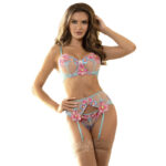 SUBBLIME - 954116 REGGISENO + SLIP CON CINTURA REGGISENO FLOREALE BLU L/XL - immagine 3