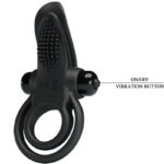 PRETTY LOVE - DOPPIO ANELLO VIBRANTE + STIMOLATORE CLITORIDEO 10 VIBRAZIONI NERO - immagine 4