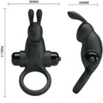 PRETTY LOVE - ANELLO VIBRANTE + STIMOLATORE CLITORIDEO CONIGLIO 10 VIBRAZIONI NERO - immagine 3
