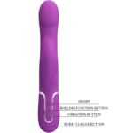 PRETTY LOVE - VIBRATORE E STIMOLATORE MULTIFUNZIONE 4 IN 1 VIOLA - immagine 4