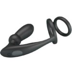 PRETTY LOVE - ANELLO PER PENE EMONI + TAPPO ANALE 12 VIBRAZIONI NERO - immagine 4