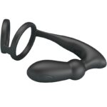 PRETTY LOVE - ANELLO PER PENE EMONI + TAPPO ANALE 12 VIBRAZIONI NERO - immagine 3