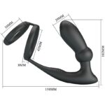 PRETTY LOVE - ANELLO PER PENE EMONI + TAPPO ANALE 12 VIBRAZIONI NERO - immagine 5