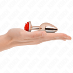 KINK - PLUG ANALE IN ORO ROSA CON ROSA ROSSA M - immagine 3