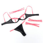 SUBBLIME - 955298 COMPLETO REGGISENO CON COLLANA E DETTAGLI GAMBA ROSA FLUO S/M - immagine 7