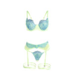 SUBBLIME - 955311 COMPLETO REGGISENO CON PIZZO E LINEE GIARRETRICI VERDE E BLU S/M - immagine 7