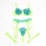 SUBBLIME - 955311 COMPLETO REGGISENO CON PIZZO E LINEE GIARRETRICI VERDE E BLU S/M - immagine 6