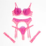 SUBBLIME - 955366 COMPLETO REGGISENO CON PIZZO E LINEE DI GIARRETTIERA ROSA E VIOLA L/XL - immagine 8