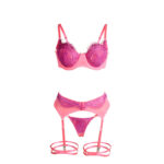SUBBLIME - 955366 COMPLETO REGGISENO CON PIZZO E LINEE DI GIARRETTIERA ROSA E VIOLA L/XL - immagine 6