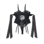 SUBBLIME - 955496 BODY IN PIZZO CON FIOCCHI E GIARRETTIERE NERO S/M - immagine 6
