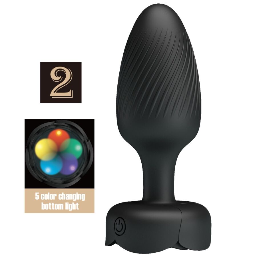 img_202899_1e1537075716ee200d519639e111467f_1.jpg PRETTY LOVE - VARIAN PLUG ANALE CON LUCE LED NERO 10,8 CM - immagine 1