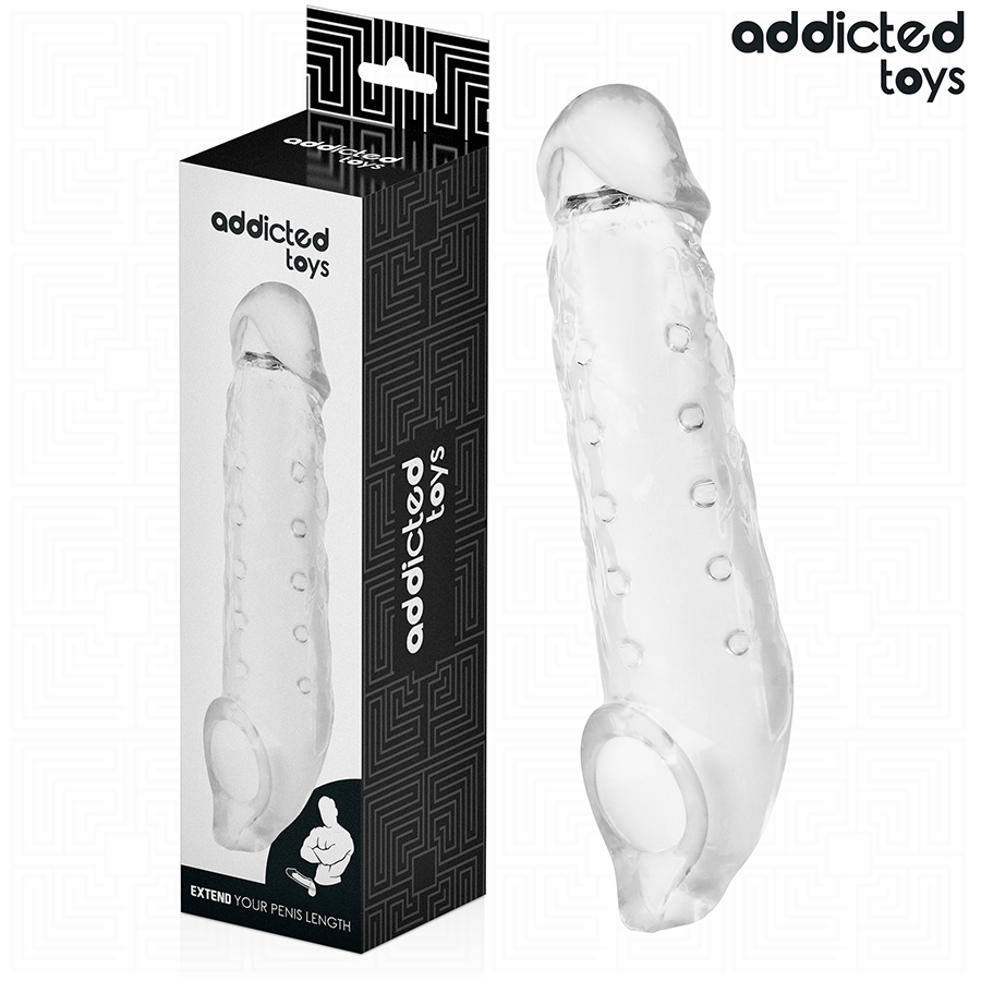 img_208991_6a6aad544d2728636baa644d20f7b93b_1.png ADDICTED TOYS - GUAINA PER PENE TRASPARENTE TAGLIA M 27 CM - immagine 1
