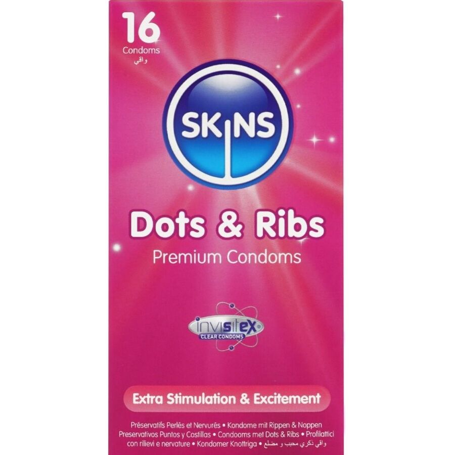 img_213472_8d8d6269ba0e5f8a05645defbb3bf633_1.jpg SKINS - DOTS & RIBS PREMIUM CONDOMS CONFEZIONE DA 16 - immagine 1