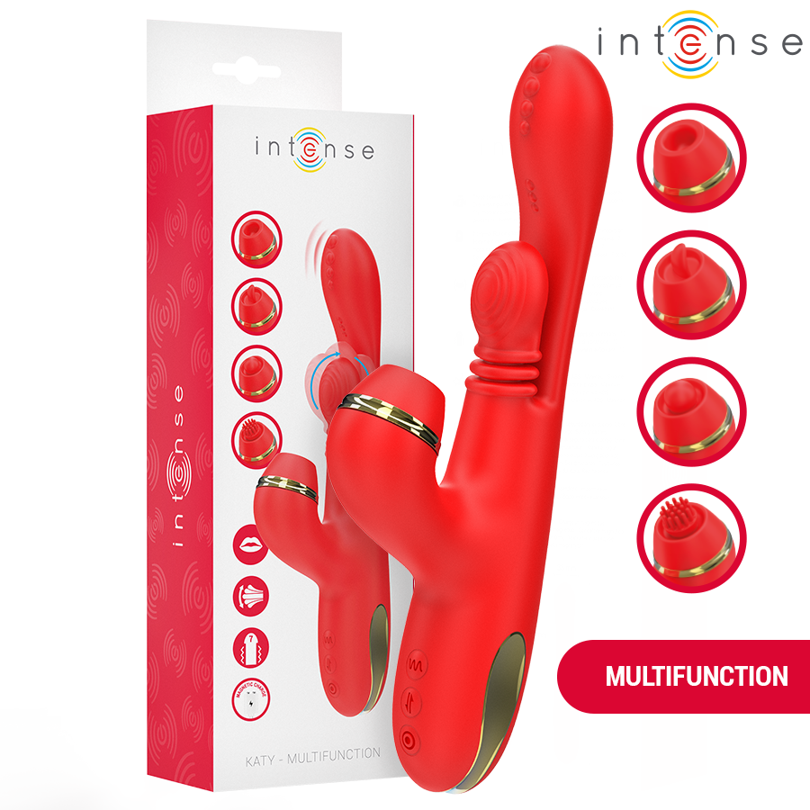 img_213662_aab02bb5cf53c552b3118b0a5036ee7b_1.png INTENSE - KATY STIMOLATORE CLITORIDEO MULTIFUNZIONE 4 TESTINE INTERCAMBIABILI ROSSO - immagine 1