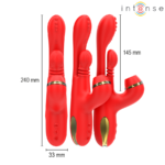 INTENSE - KATY STIMOLATORE CLITORIDEO MULTIFUNZIONE 4 TESTINE INTERCAMBIABILI ROSSO - immagine 3