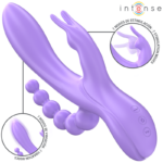 INTENSE - MIKO TRIPLO VIBRATORE CONIGLIO & STIMOLATORE & ANALE 7 VIBRAZIONI VIOLA - immagine 2