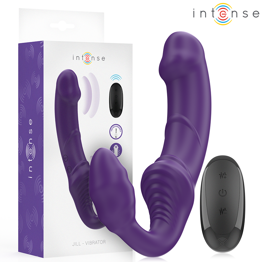 img_214172_7f63c48cf7e36427eff17843bc034ba7_1.png INTENSE - JILL DOPPIO VIBRATORE 20 CM VIOLA TELECOMANDO - immagine 1