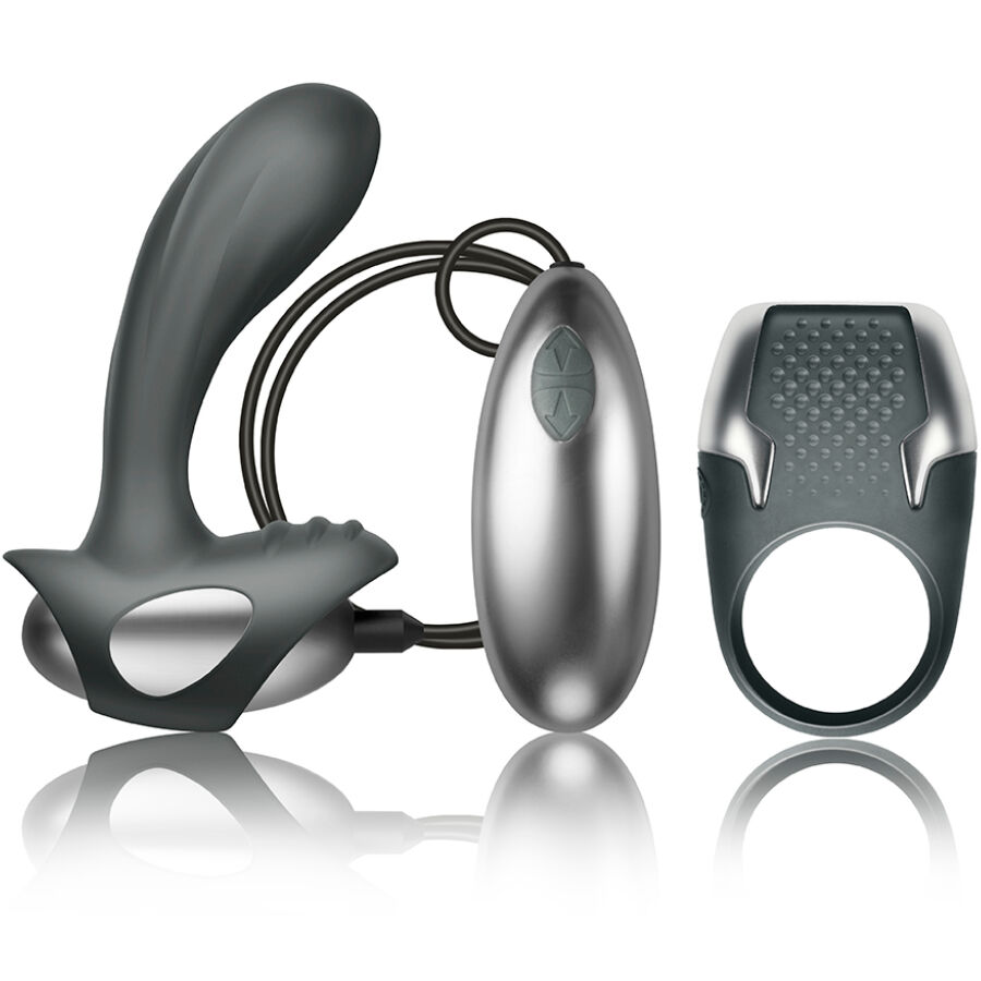 img_214238_077a9a7a1a7dce5c6484650b3ebb6cd7_1.jpg CLIMAXIMUM - EXCITE KIT ANELLO PER IL PENE + MASSAGGIATORE PER LA PROSTATA CON FILO - immagine 1