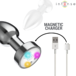 INTENSE - PLUG ANALE VIBRANTE IN METALLO CON LUCI LED E TELECOMANDO - TAGLIA S - immagine 6