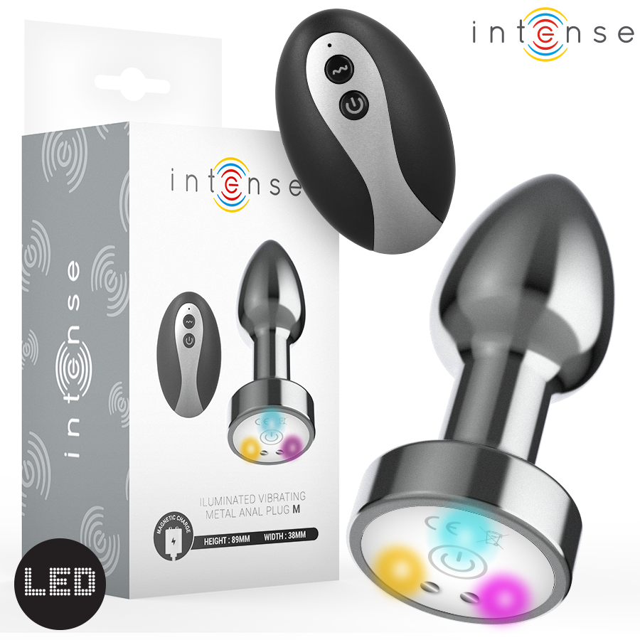 img_216433_a517759766a934890f686ed596c9b5b3_1.png INTENSE - PLUG ANALE VIBRANTE IN METALLO CON LUCI LED E TELECOMANDO - TAGLIA M - immagine 1