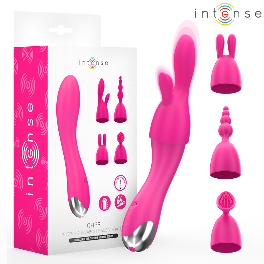 img_218104_9eaac3536d65e66433cd5dfdea966cf0_1.png INTENSE - VIBRATORE CHER CON 20 MODALIT? E TESTINE INTERCAMBIABILI - immagine 1